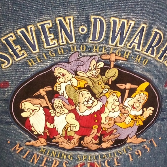!!!RARE!!!  Disney "SEVEN DWARFS" Letterman Bomber Jeans Jacket - Picture 7 of 15